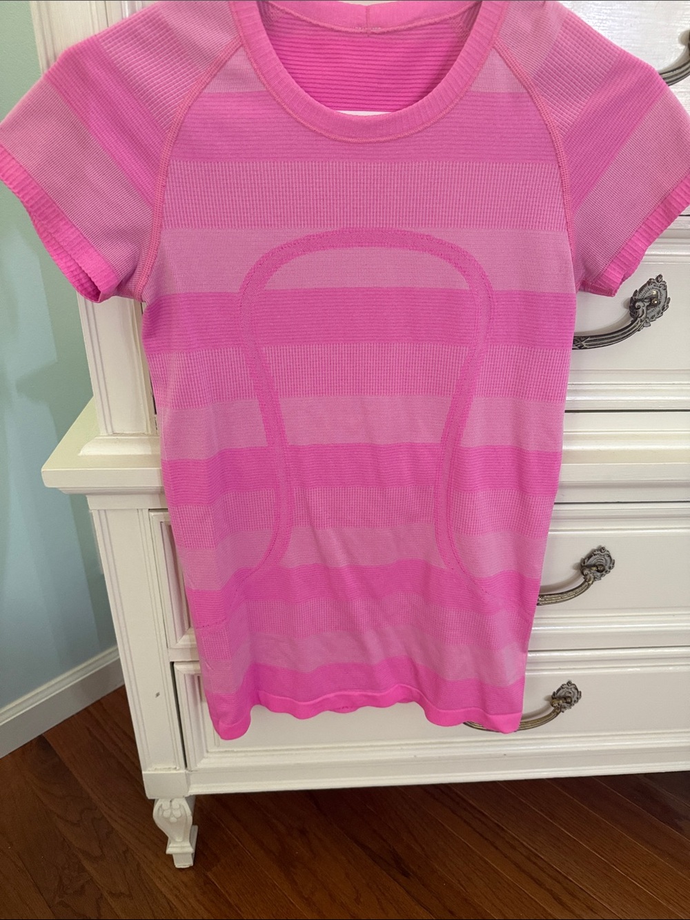 Lululemon swiftly tech striped pink short sleeve